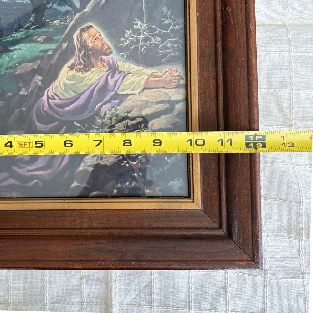 Warner Sallman Christ in Gethsemane Framed Lithograph Vintage 1942 Religious Art